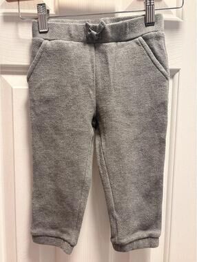 Janie and Jack Gray Heathered Herringbone Fleece Jogger Pants Baby 18-24 Months